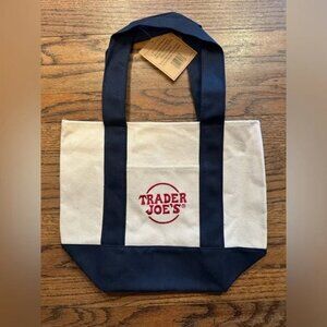 NWT Trader Joe's Mini Canvas Tote Bag - Navy